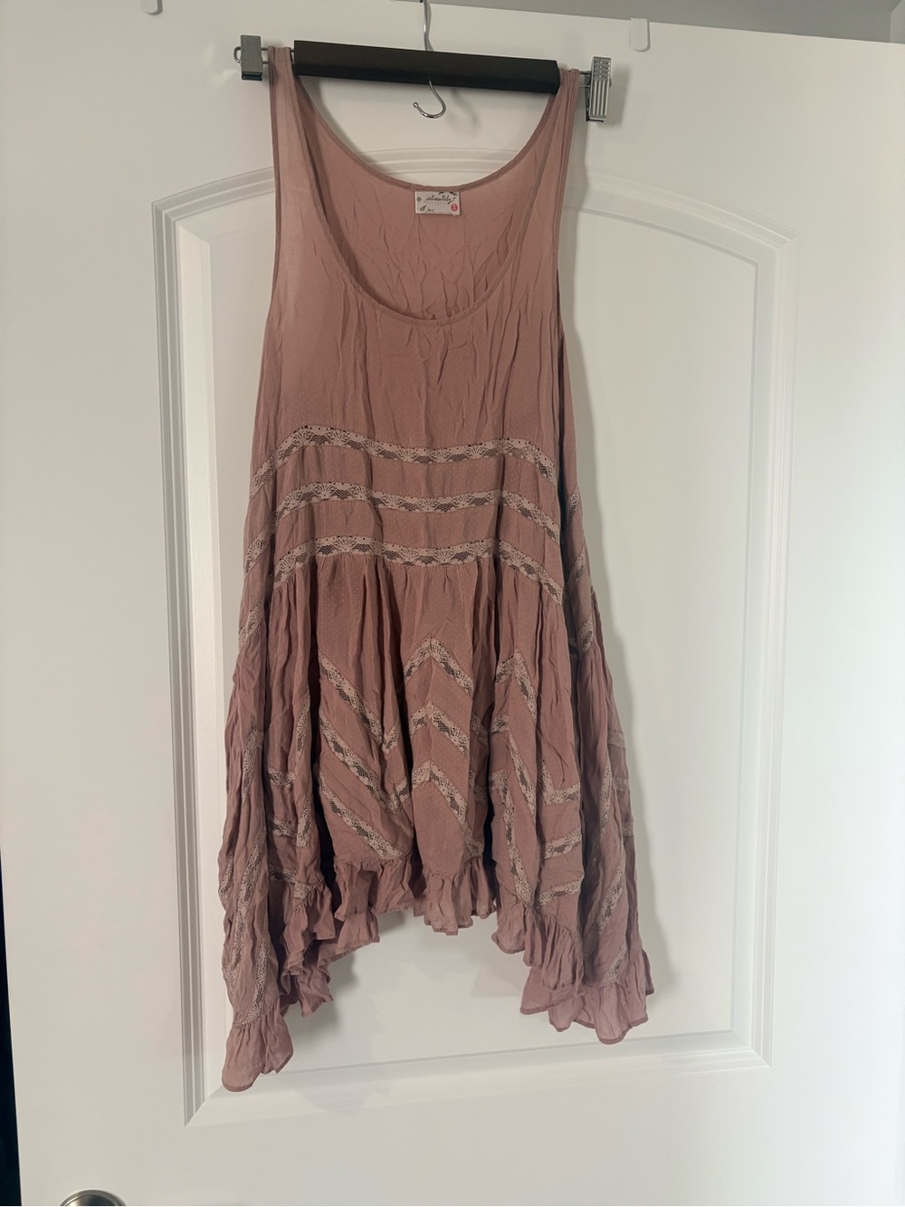 Free people Tank Dress in Dusty Rose with Lace Trim